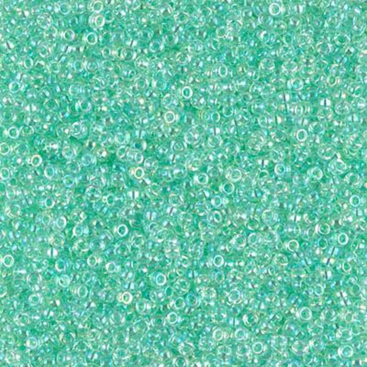 Miyuki 15/0 Round Seed Bead, 15-271, Light Mint Green Lined Crystal AB